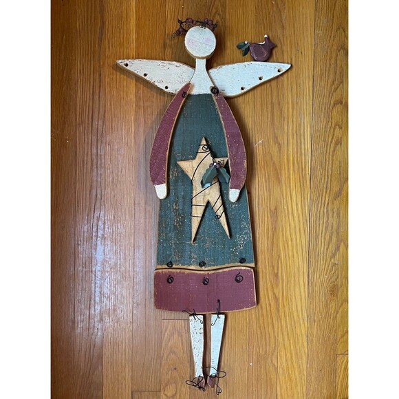 Rustic Farmhouse Decorative Wooden Angel American Primitive - Picture 9 of 12
